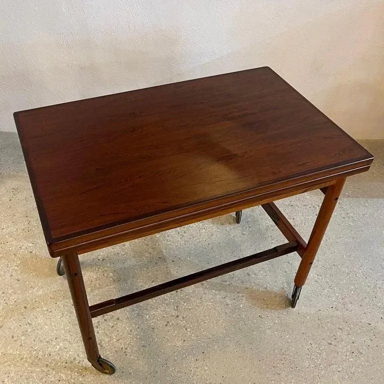 1960s Danish Modern Rosewood Extension Side Table Trolley by Kurt Ã–stervig - 7