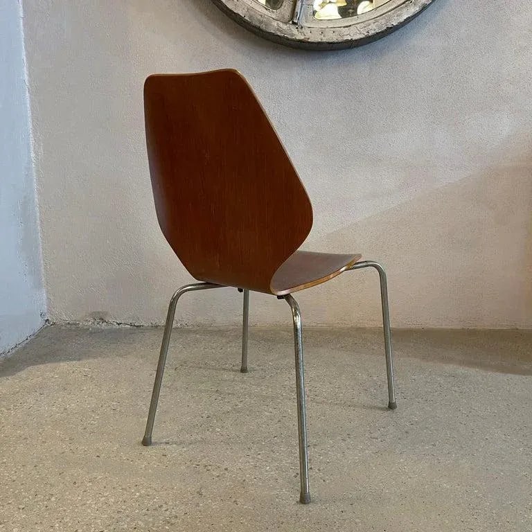 1960s Scandinavian Modern Bentwood and Chrome Side Chair - 5