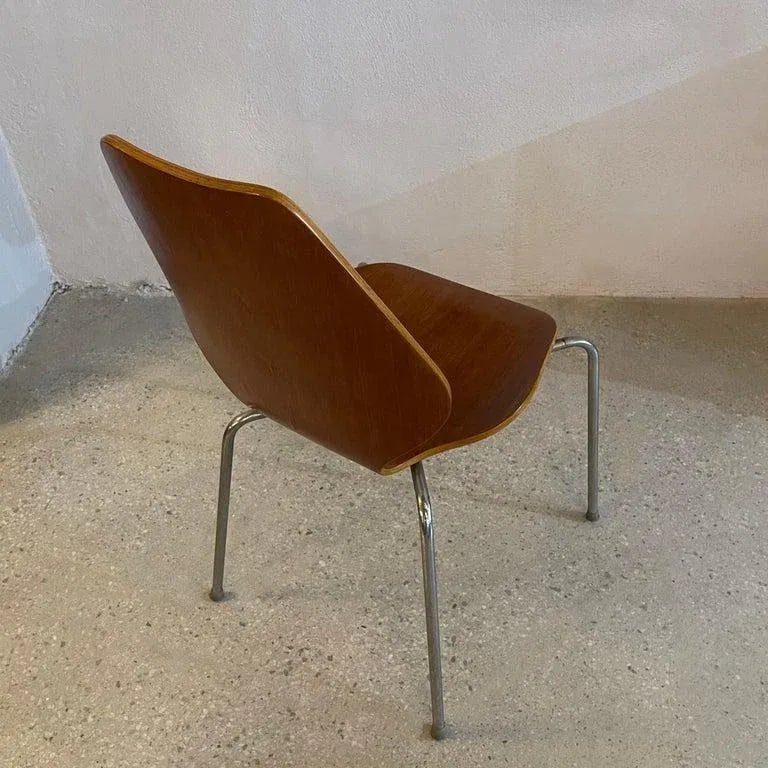 1960s Scandinavian Modern Bentwood and Chrome Side Chair - 6