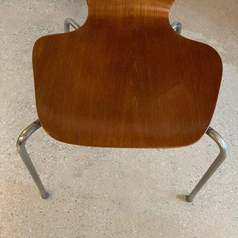 1960s Scandinavian Modern Bentwood and Chrome Side Chair - 7