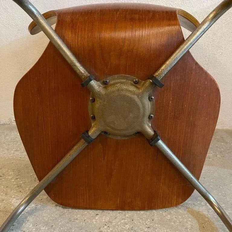 1960s Scandinavian Modern Bentwood and Chrome Side Chair - 8