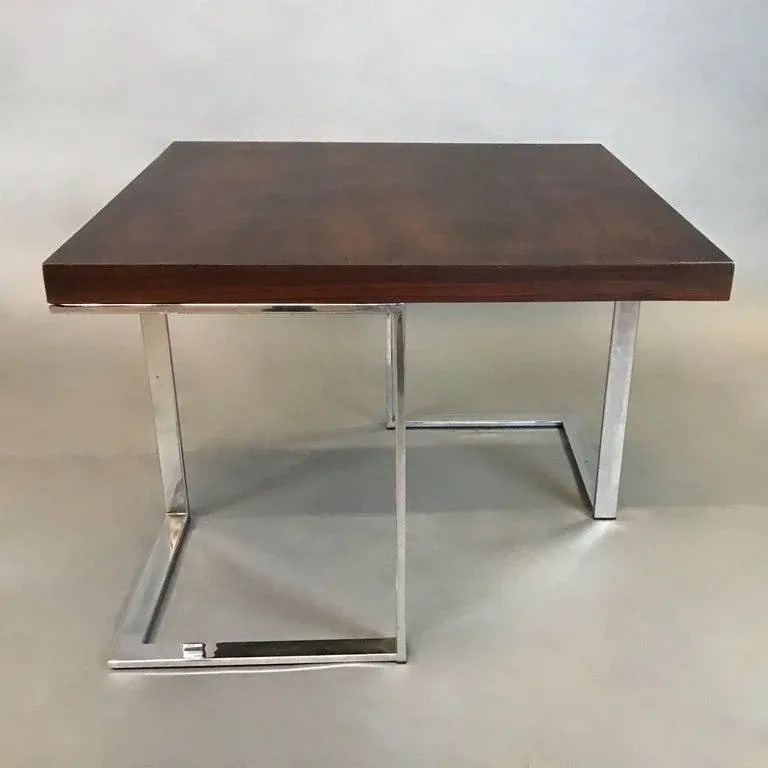 1960s Mid-Century Modern Rosewood and Chrome Side Table - 3
