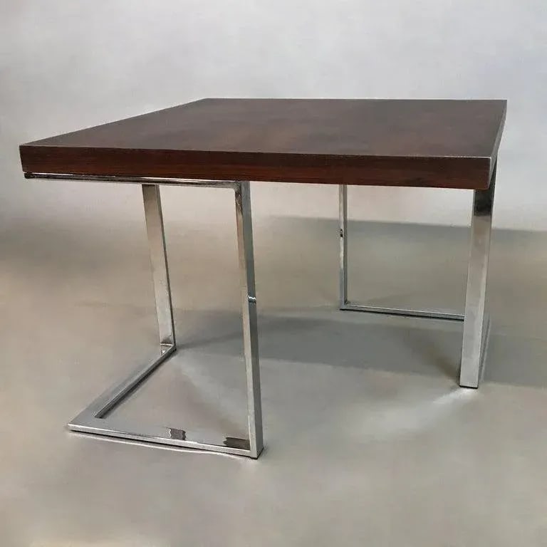 1960s Mid-Century Modern Rosewood and Chrome Side Table - 4
