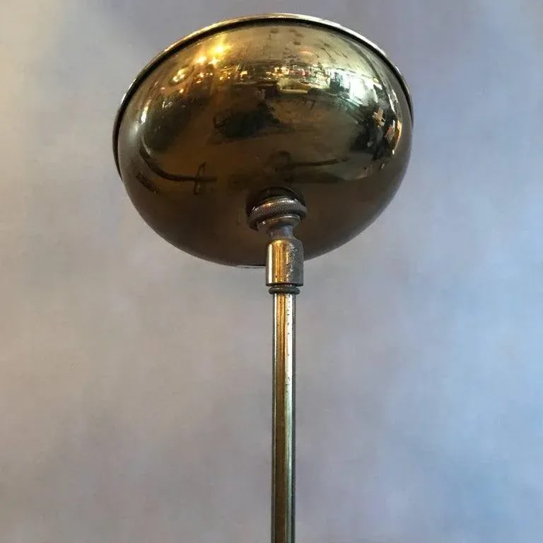 Danish Modern White Frosted Glass on Brass Pole Pendant - 6