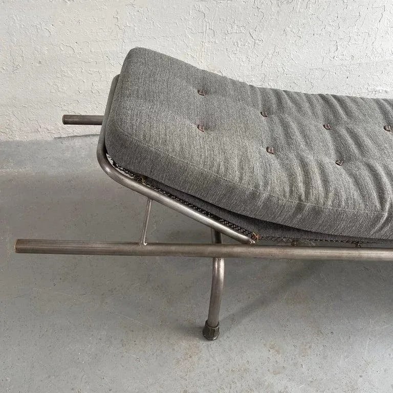 1940s Vintage Industrial Tubular Steel Chaise - 5