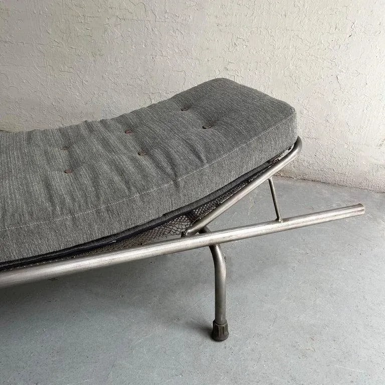 1940s Vintage Industrial Tubular Steel Chaise - 7