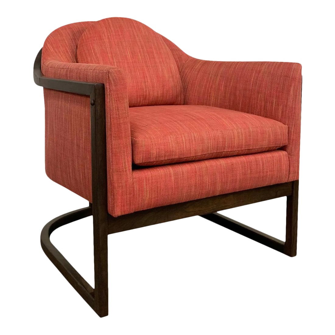 Mid-Century Modern Upholstered Barrel Club Chair (1 of 8)