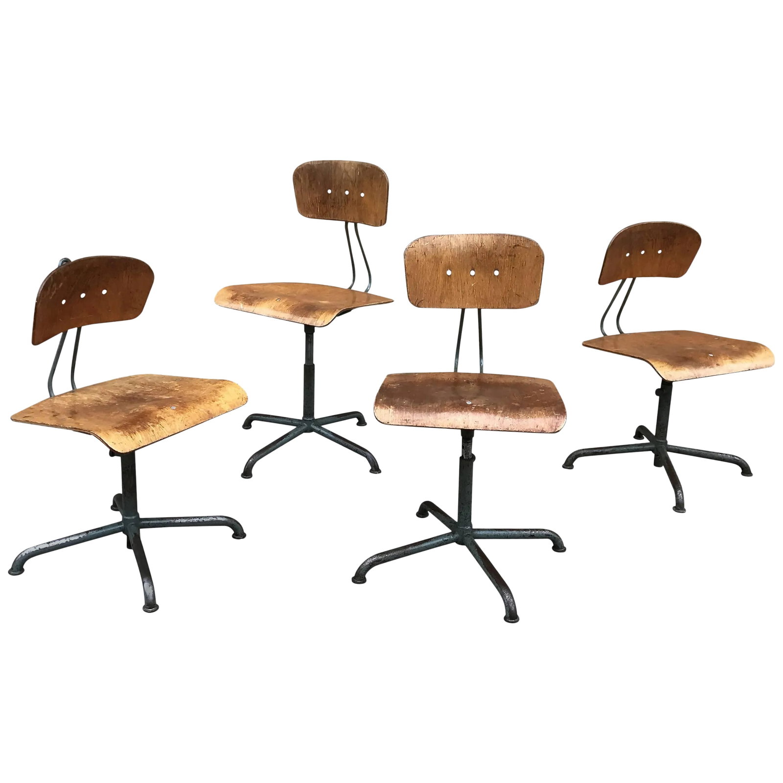 Vintage Basler Eisenmöbelfabrik Sissach, Bes Adjustable Shop Stools- Set of 4 (1 of 9)
