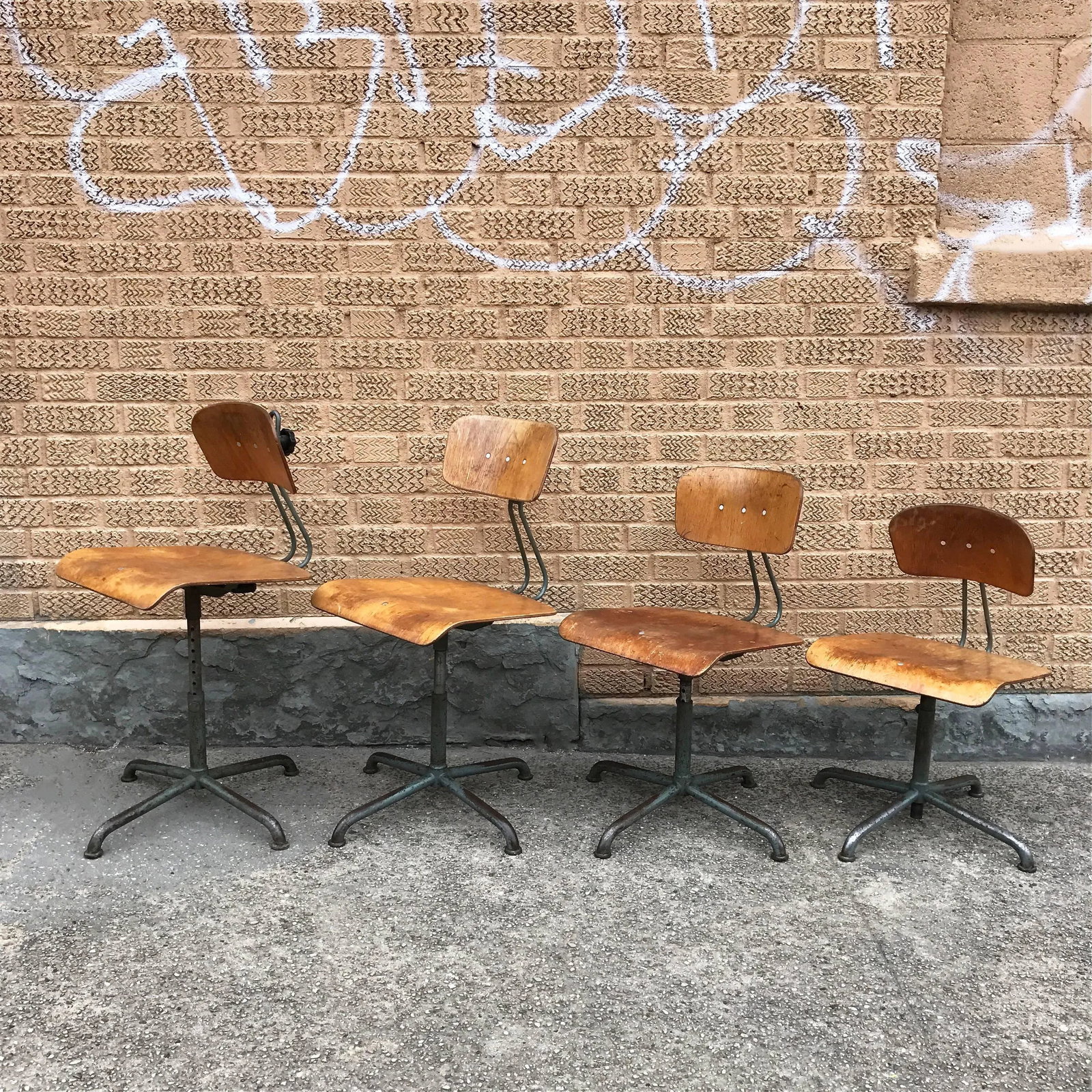 Vintage Basler Eisenmöbelfabrik Sissach, Bes Adjustable Shop Stools- Set of 4 - 3