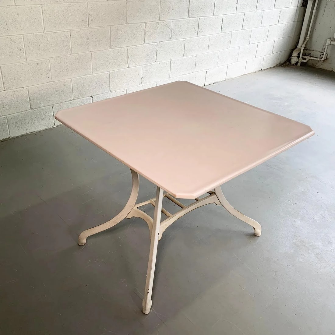 Industrial Vitrolite and Enameled Cast Iron Table - 4