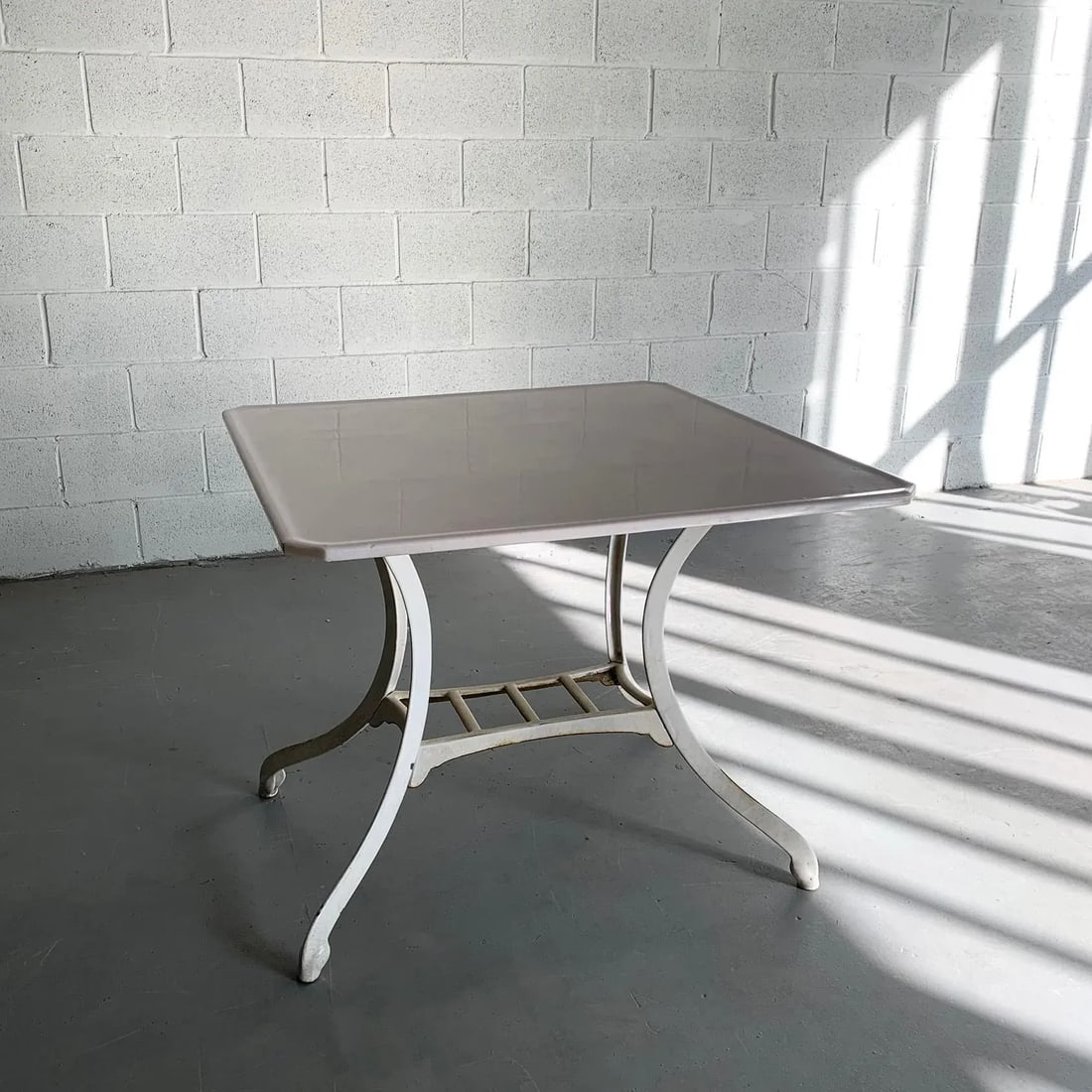 Industrial Vitrolite and Enameled Cast Iron Table - 7