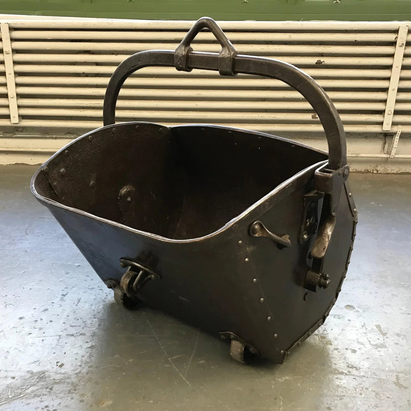 Large 19th Century Industrial Steel Coal Drag Shovel Bucket - 2