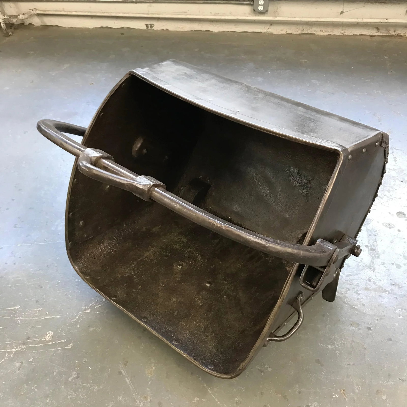 Large 19th Century Industrial Steel Coal Drag Shovel Bucket - 5
