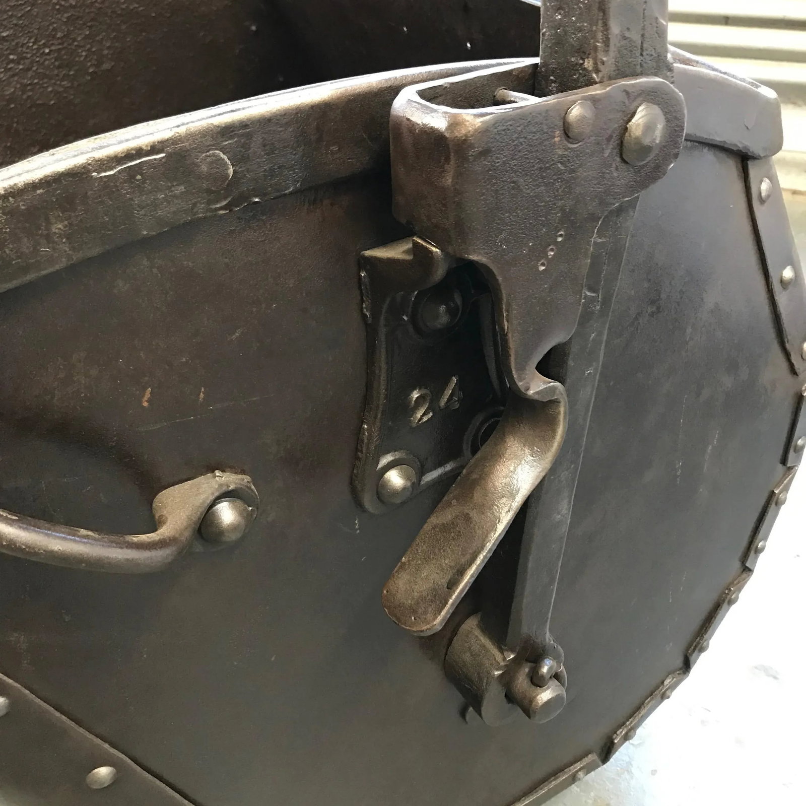 Large 19th Century Industrial Steel Coal Drag Shovel Bucket - 7