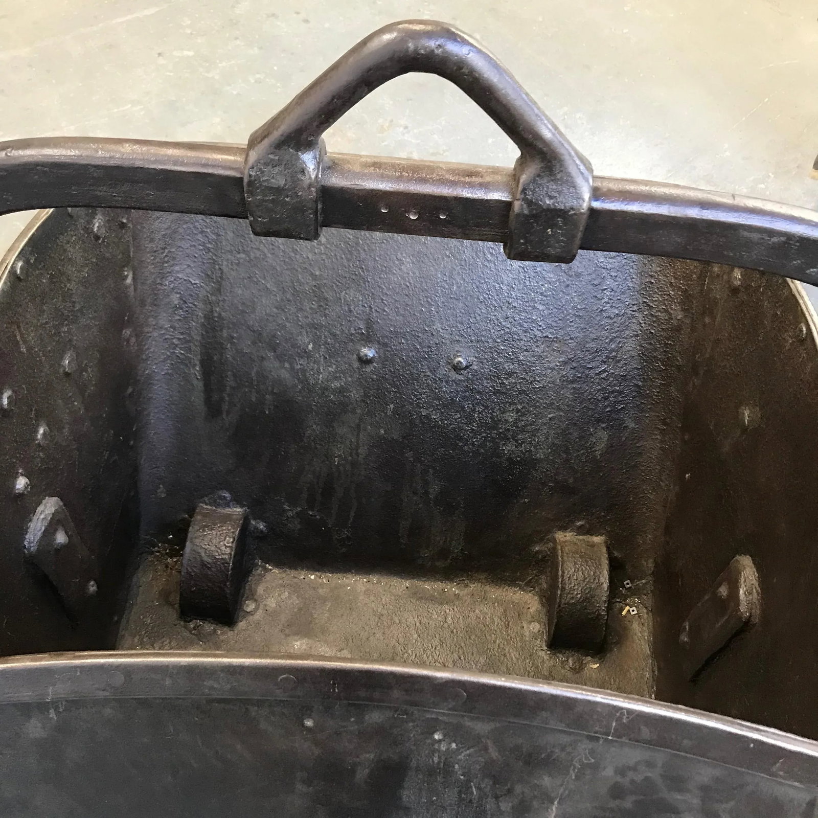 Large 19th Century Industrial Steel Coal Drag Shovel Bucket - 8