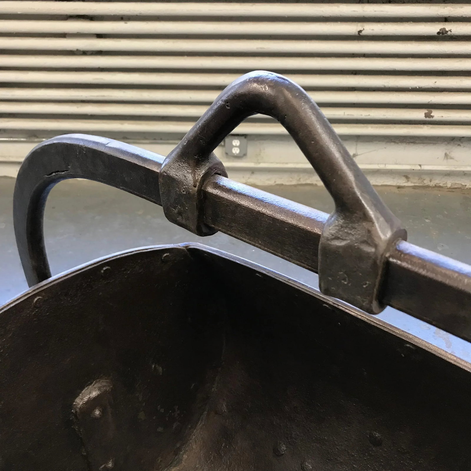 Large 19th Century Industrial Steel Coal Drag Shovel Bucket - 9