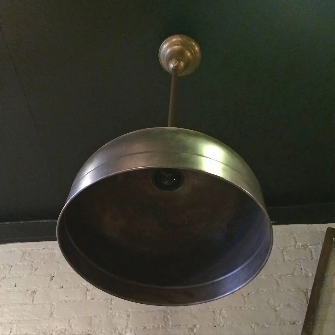 1940s Industrial Brushed Steel Brunswick Dome Pendant Light - 4