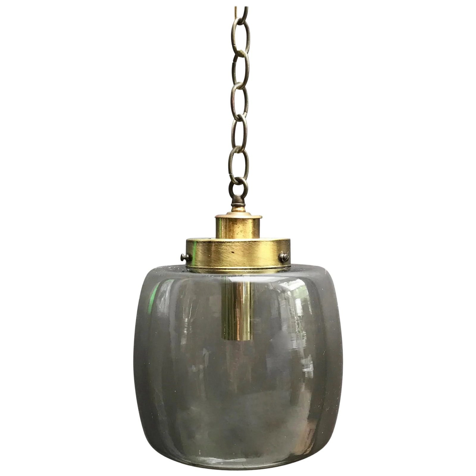 Smoked Glass and Brass Lantern Pendant Light (1 of 6)