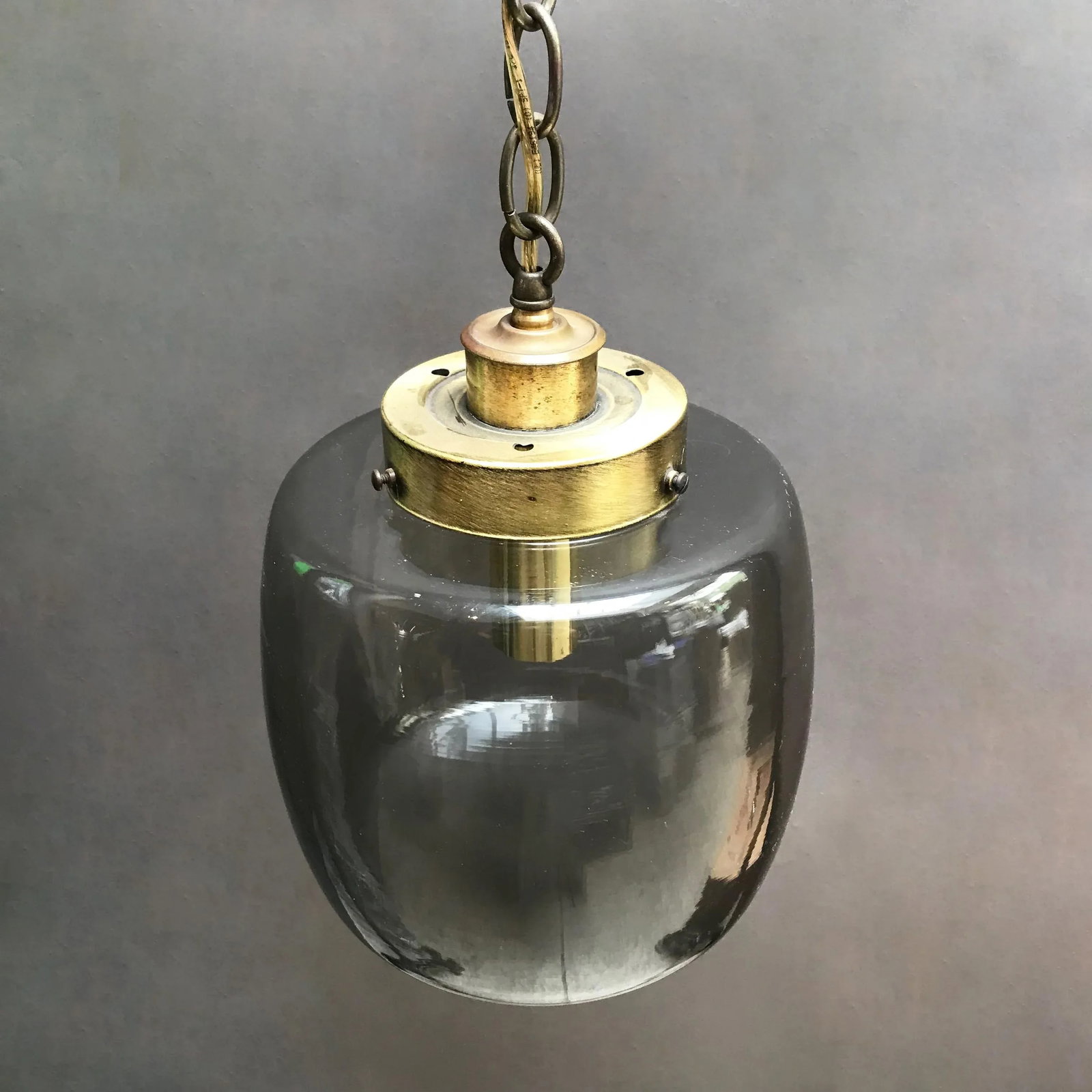 Smoked Glass and Brass Lantern Pendant Light - 3
