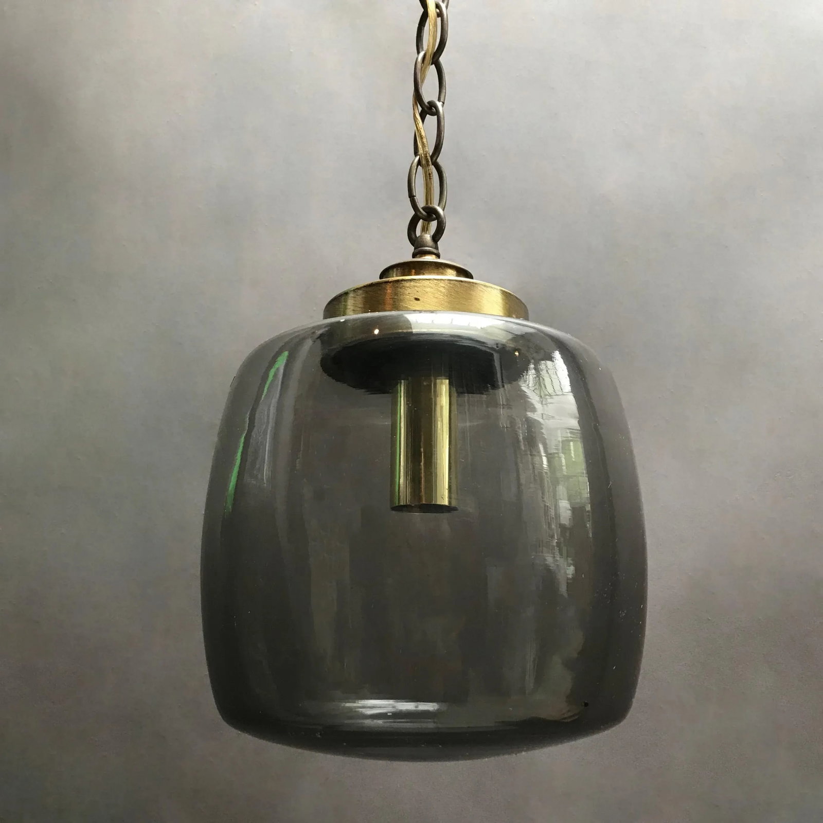 Smoked Glass and Brass Lantern Pendant Light - 4