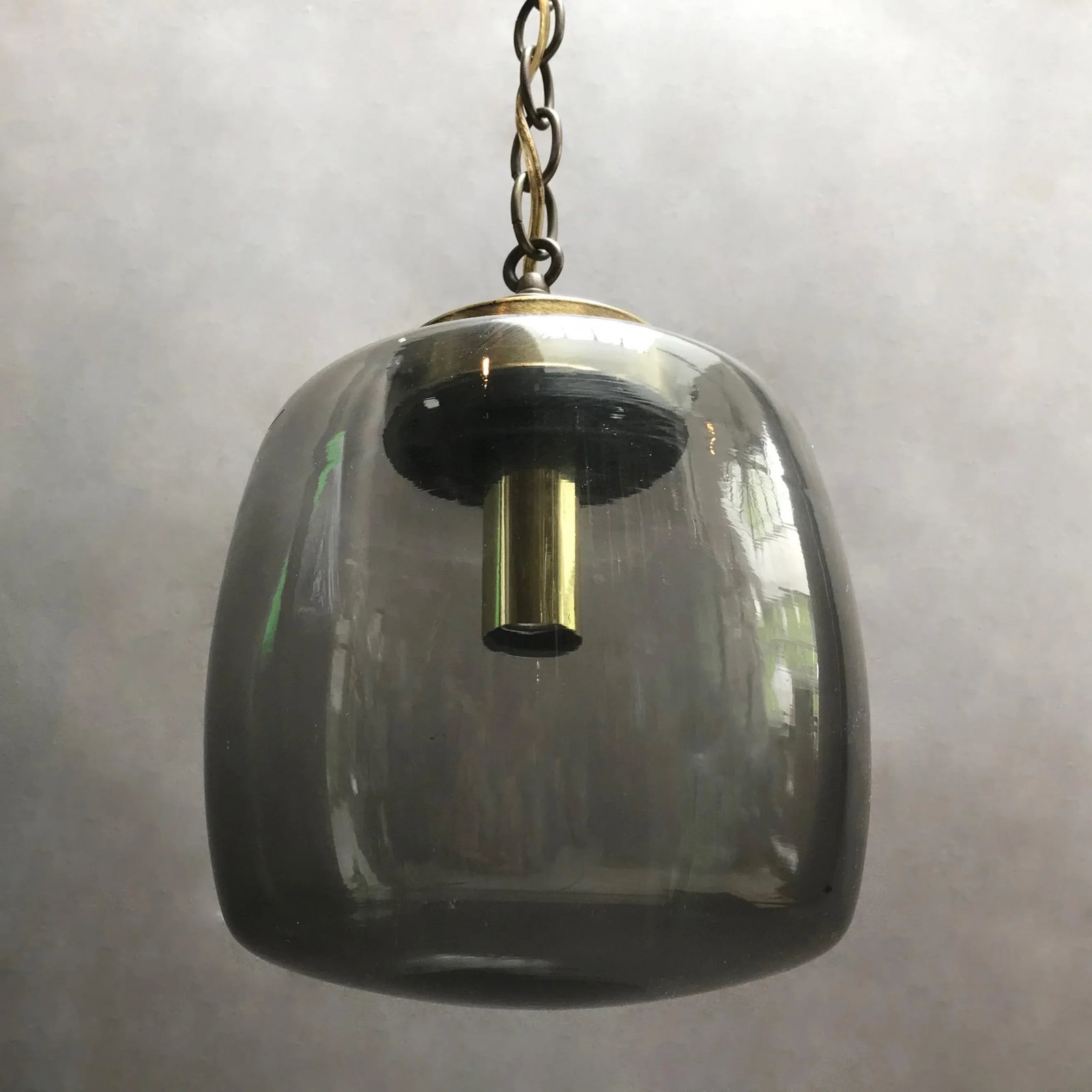 Smoked Glass and Brass Lantern Pendant Light - 5