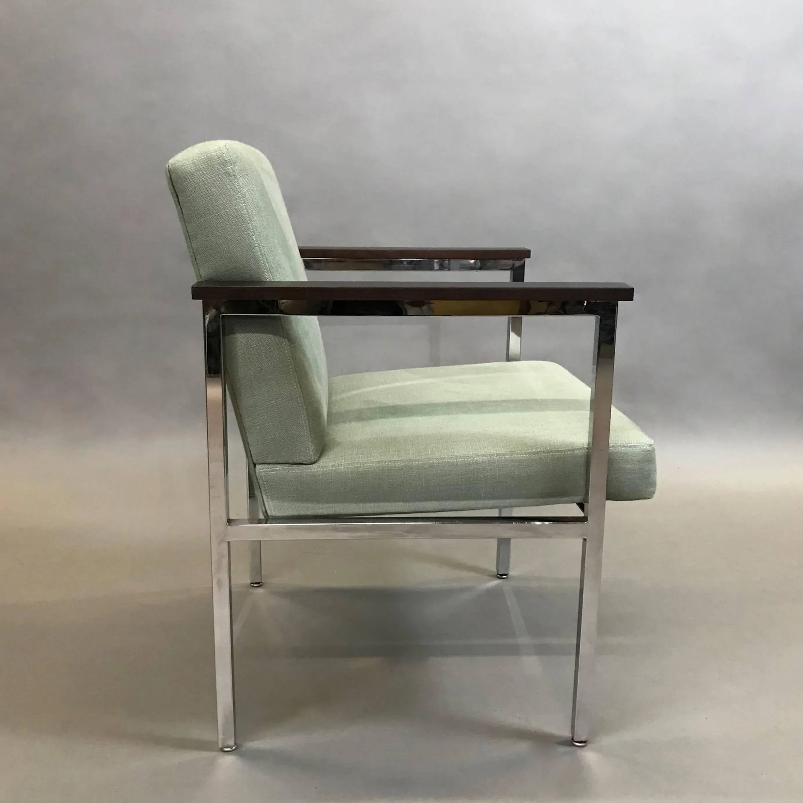 Mid-Century Modern Upholstered Chrome Armchair - 3