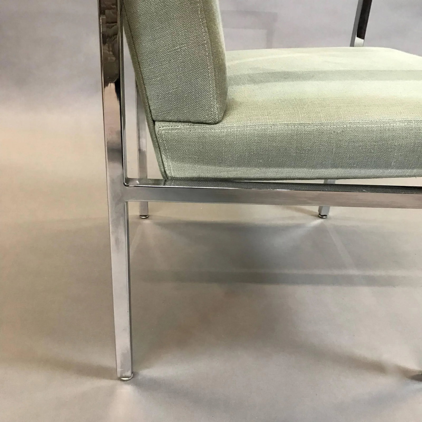 Mid-Century Modern Upholstered Chrome Armchair - 5