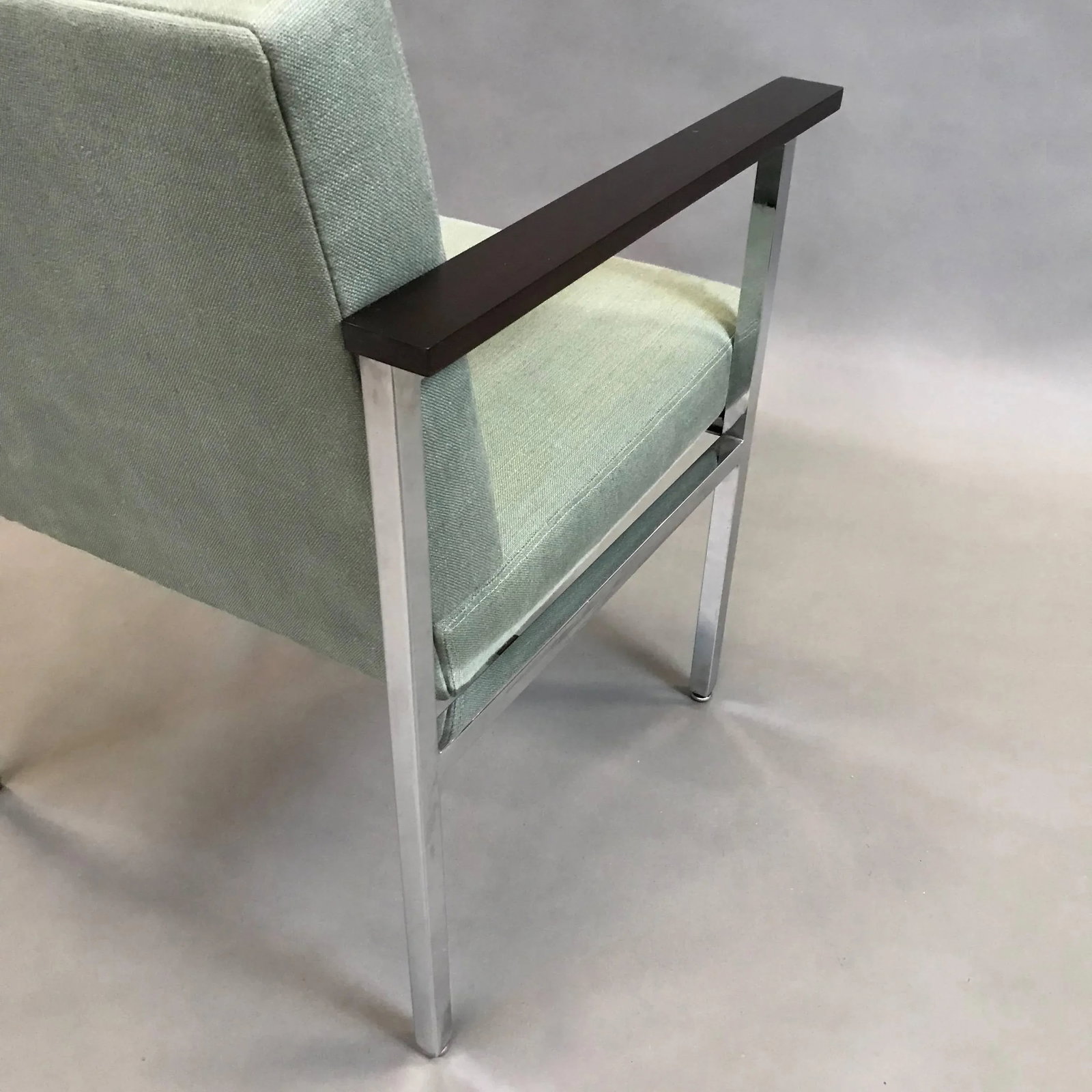 Mid-Century Modern Upholstered Chrome Armchair - 6