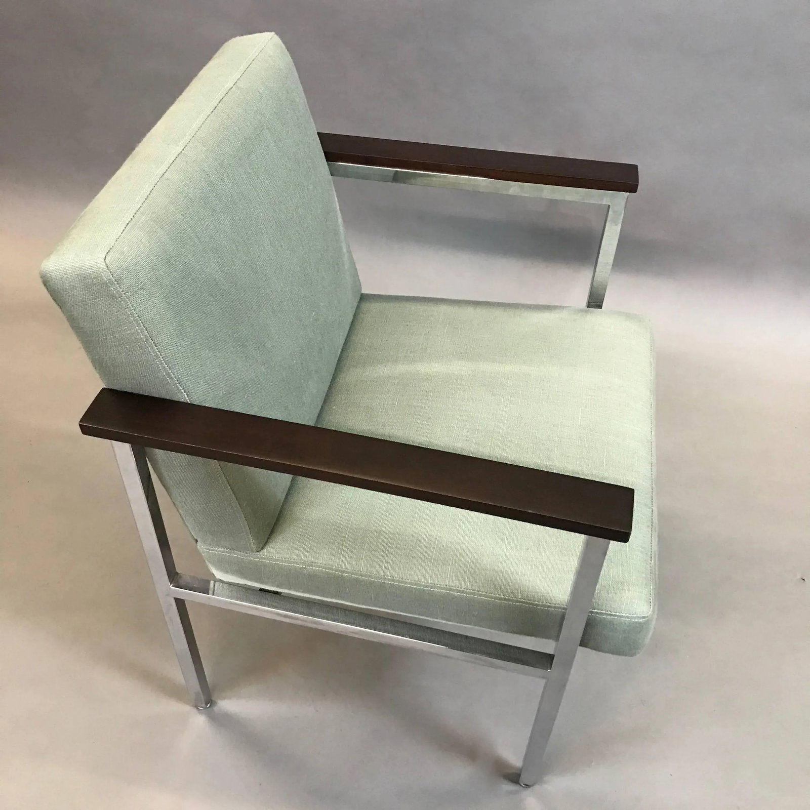 Mid-Century Modern Upholstered Chrome Armchair - 7