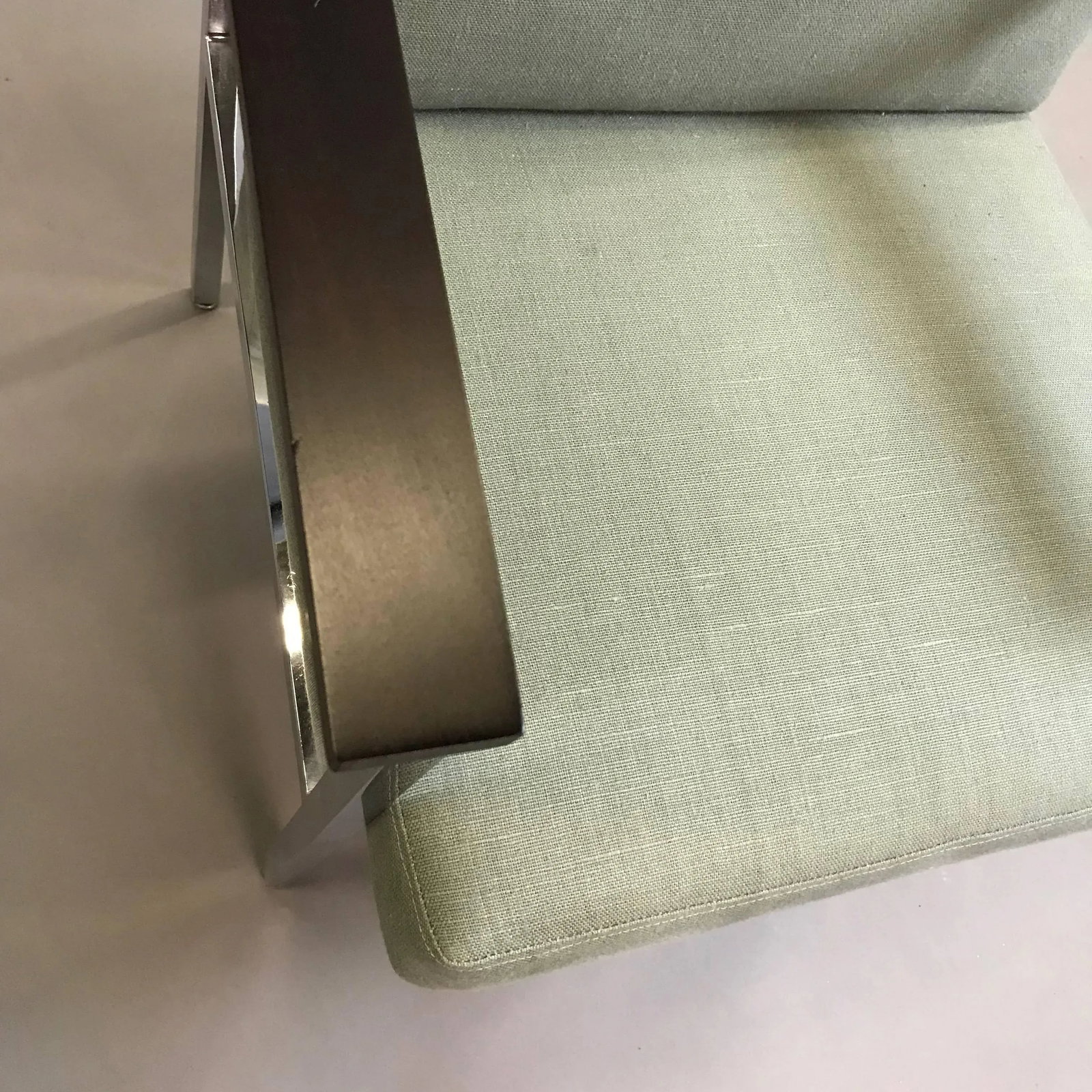 Mid-Century Modern Upholstered Chrome Armchair - 8