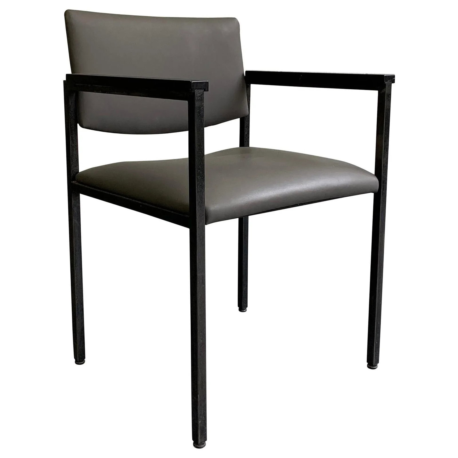 Mid-Century Modern Steel Frame Leather Armchair - 10