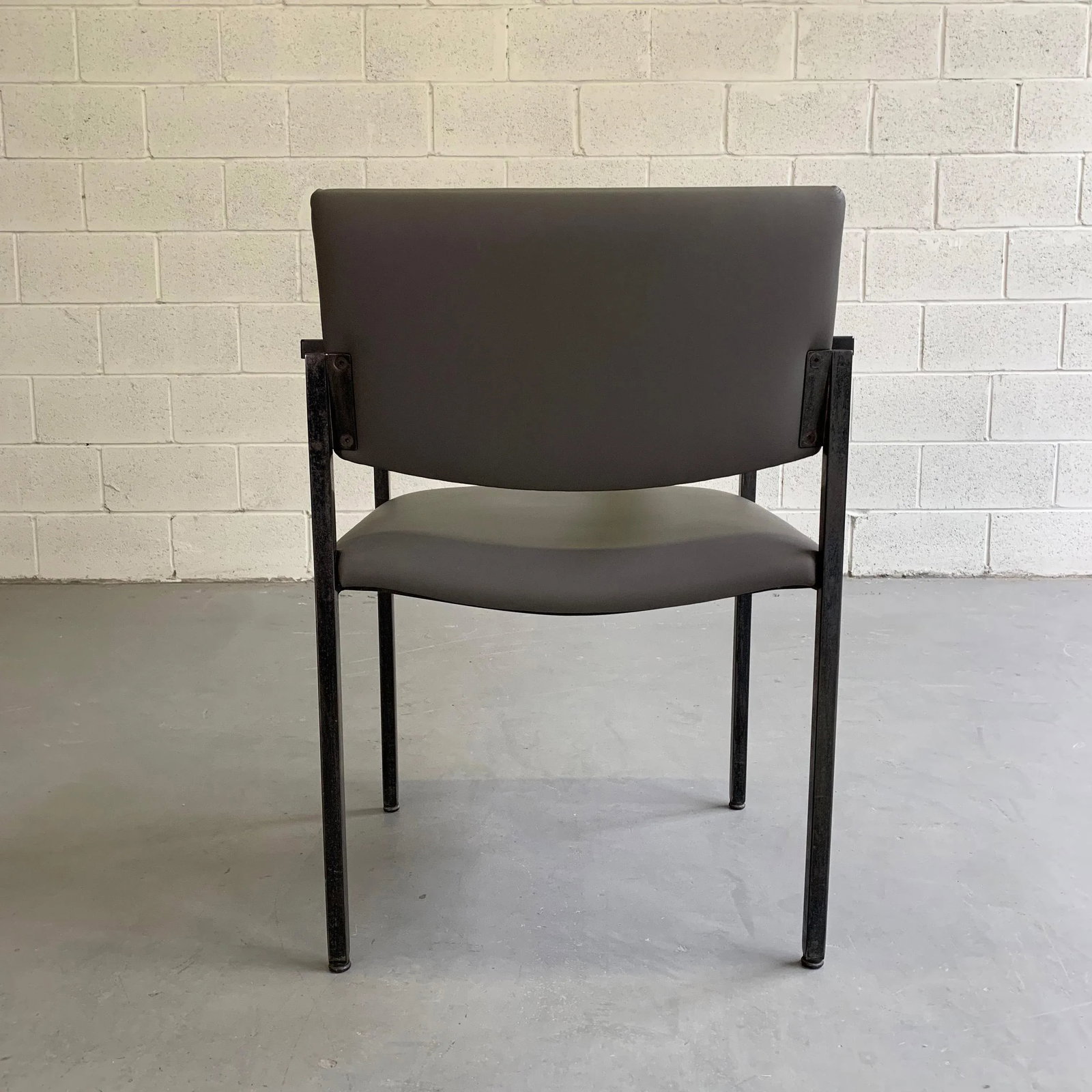 Mid-Century Modern Steel Frame Leather Armchair - 5