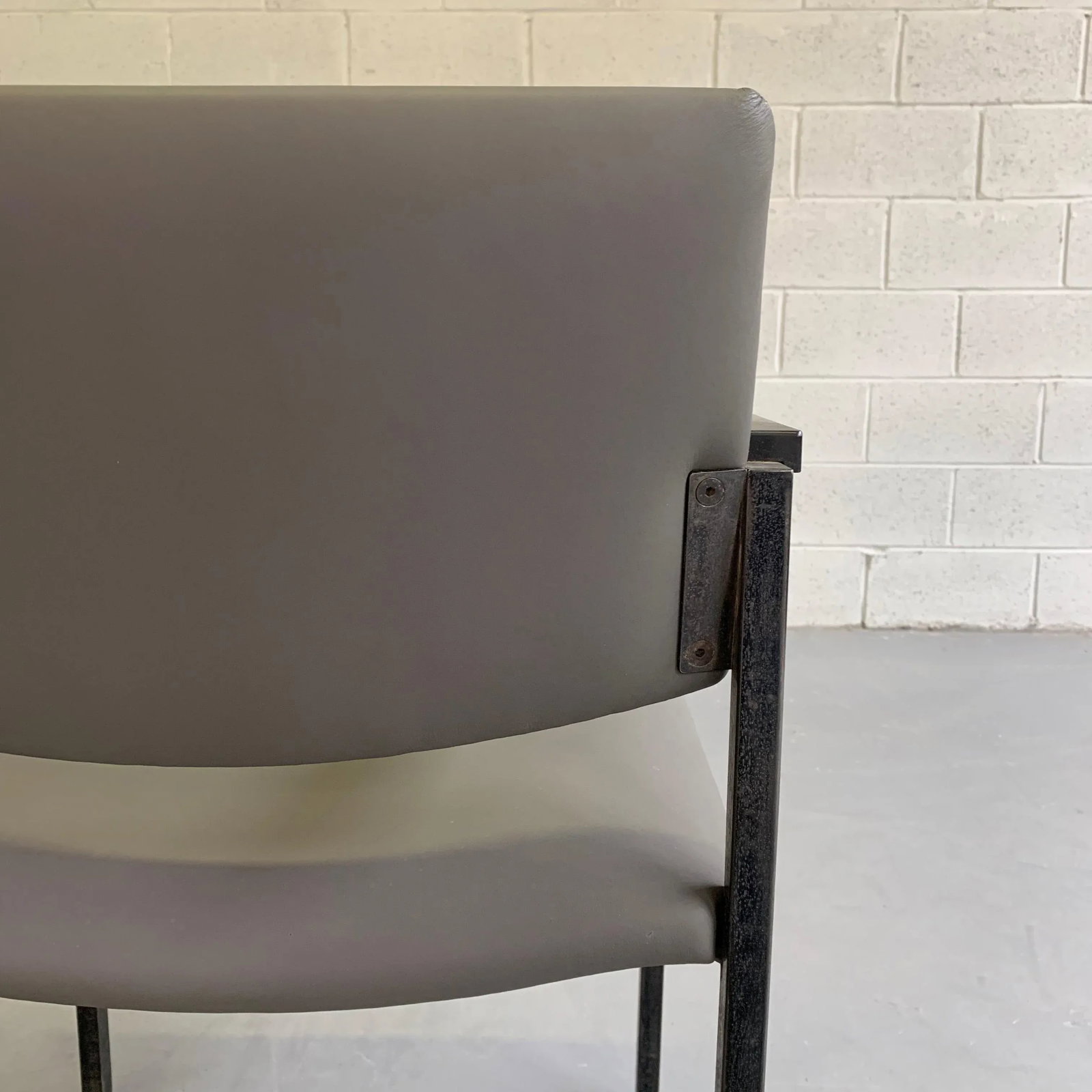 Mid-Century Modern Steel Frame Leather Armchair - 6