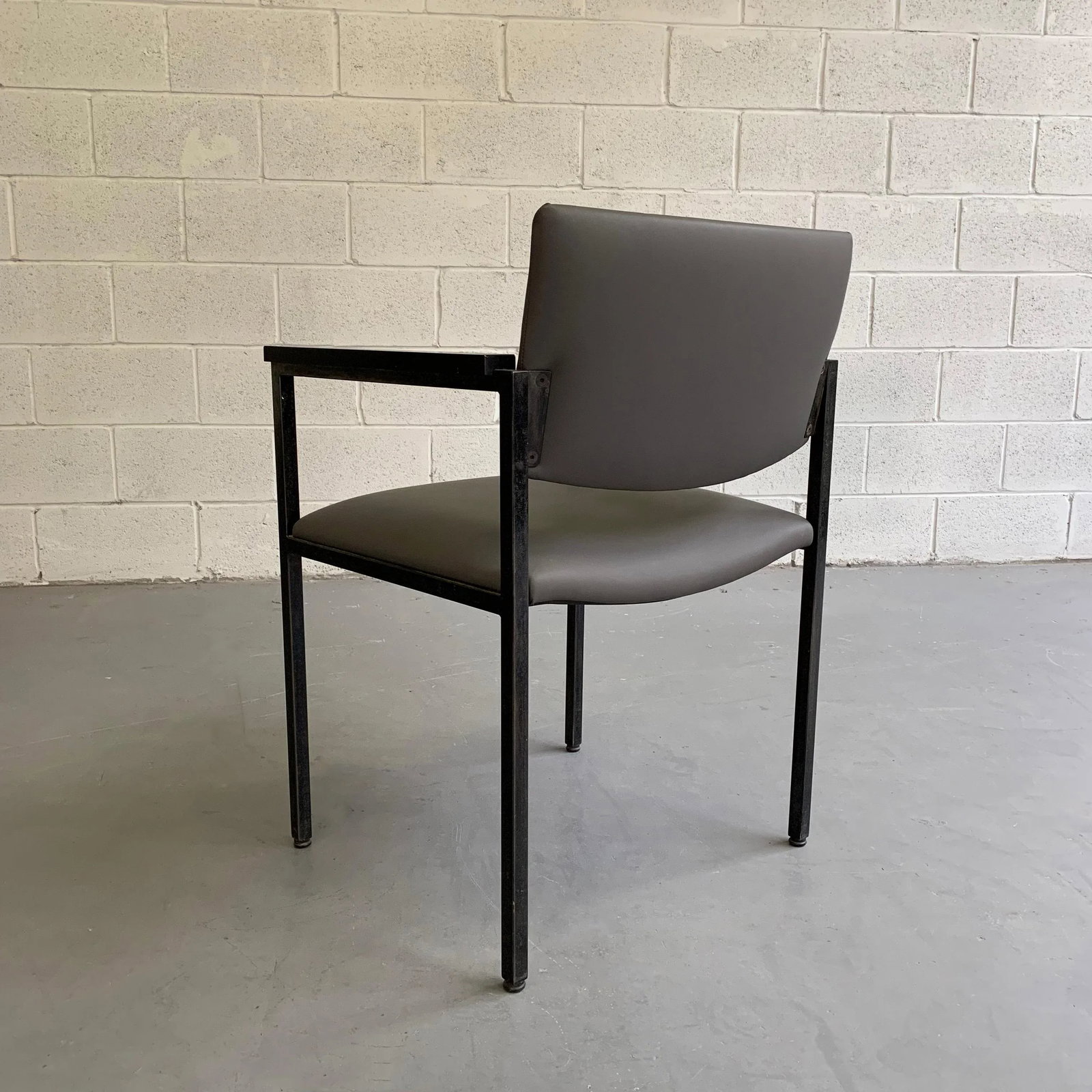 Mid-Century Modern Steel Frame Leather Armchair - 8