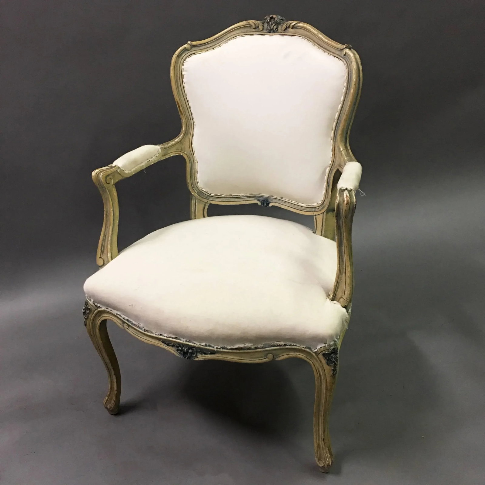 1930s Vintage Louis XVI Style Carved Mahogany Armchair - 2