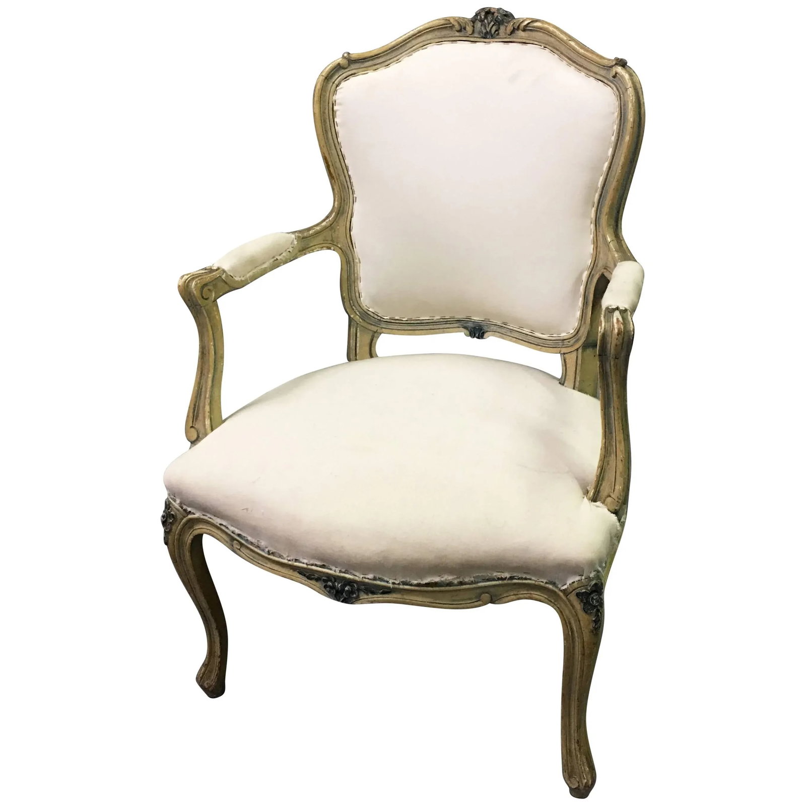 1930s Vintage Louis XVI Style Carved Mahogany Armchair - 9