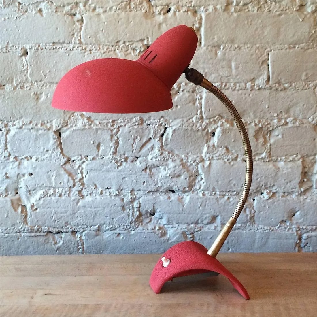 Mid Century Modern Red Gooseneck Desk Lamp - 2