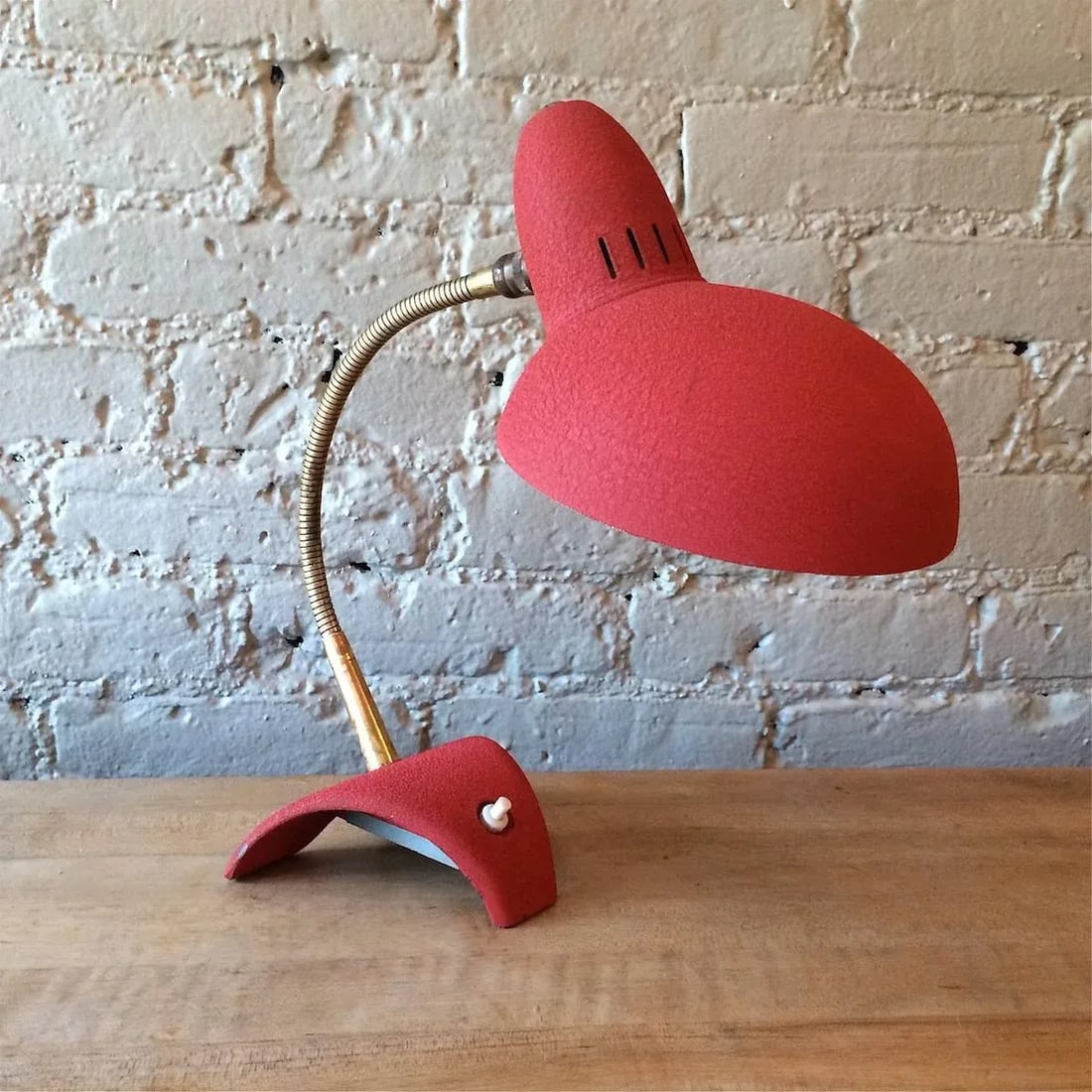 Mid Century Modern Red Gooseneck Desk Lamp - 3