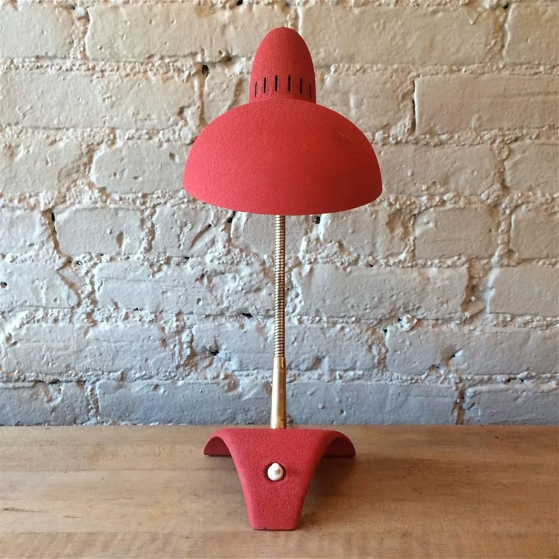 Mid Century Modern Red Gooseneck Desk Lamp - 5