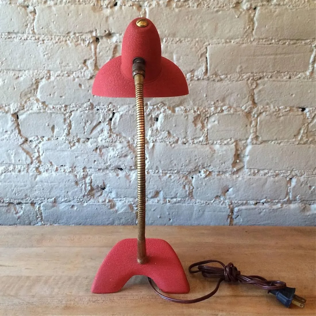 Mid Century Modern Red Gooseneck Desk Lamp - 6