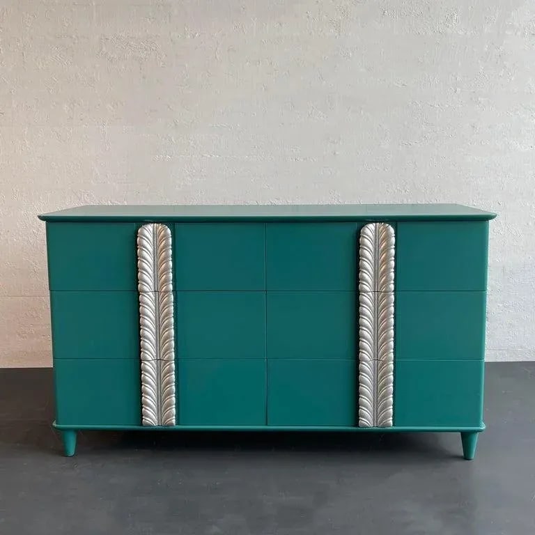 1930s Hollywood Regency Lacquered Mahogany Double Dresser by John Stuart - 2