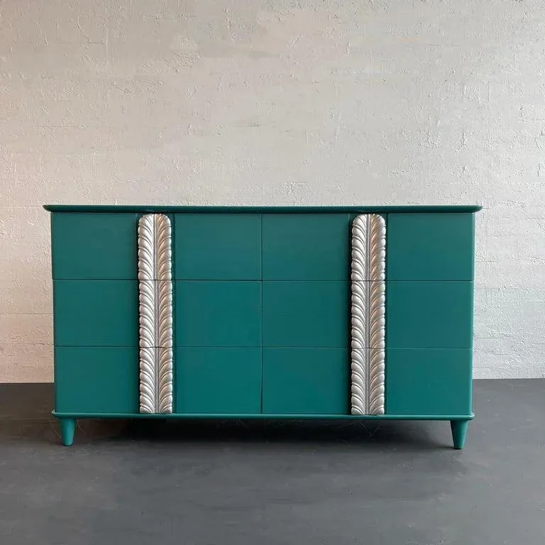 1930s Hollywood Regency Lacquered Mahogany Double Dresser by John Stuart - 4