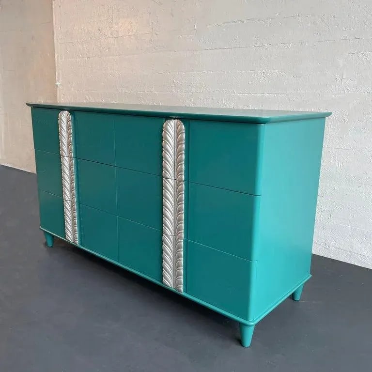 1930s Hollywood Regency Lacquered Mahogany Double Dresser by John Stuart - 6