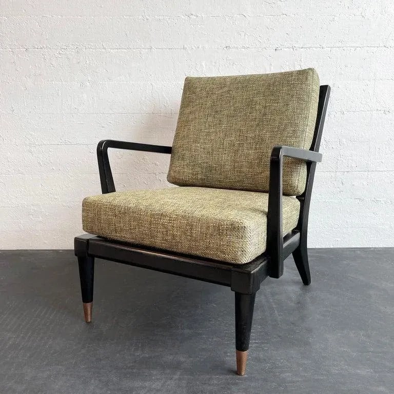 1950s Hollywood Regency Lacquered Mahogany Lounge Chair - 2