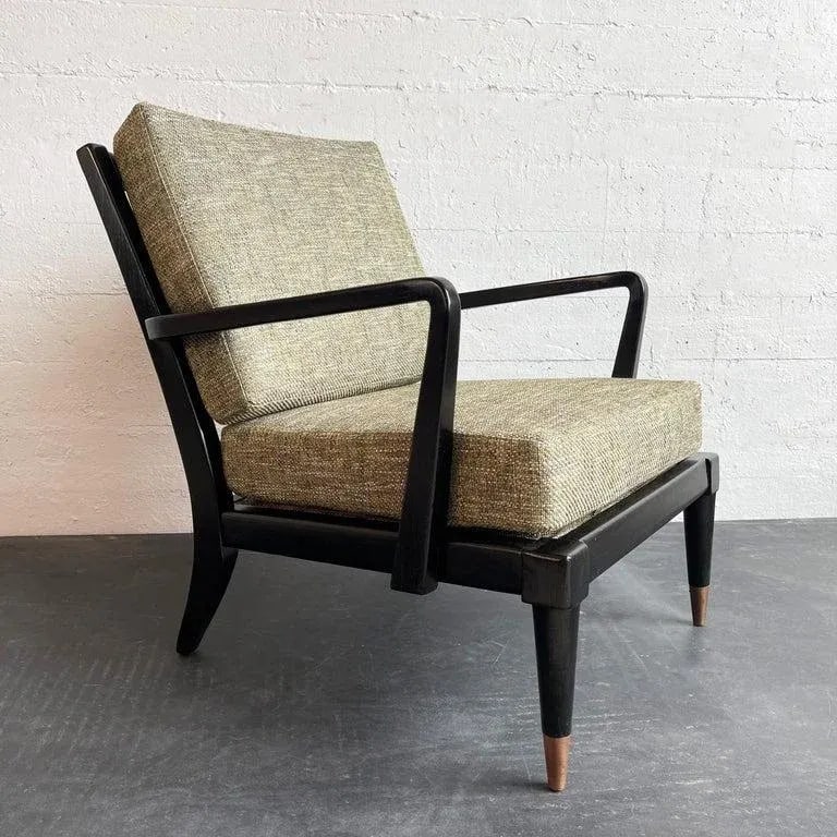 1950s Hollywood Regency Lacquered Mahogany Lounge Chair - 3