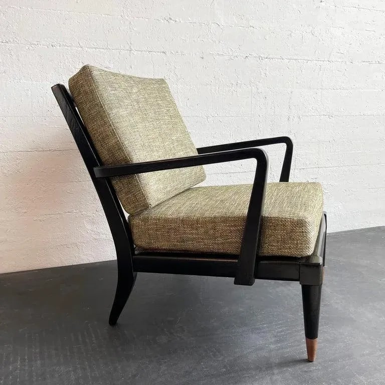 1950s Hollywood Regency Lacquered Mahogany Lounge Chair - 6
