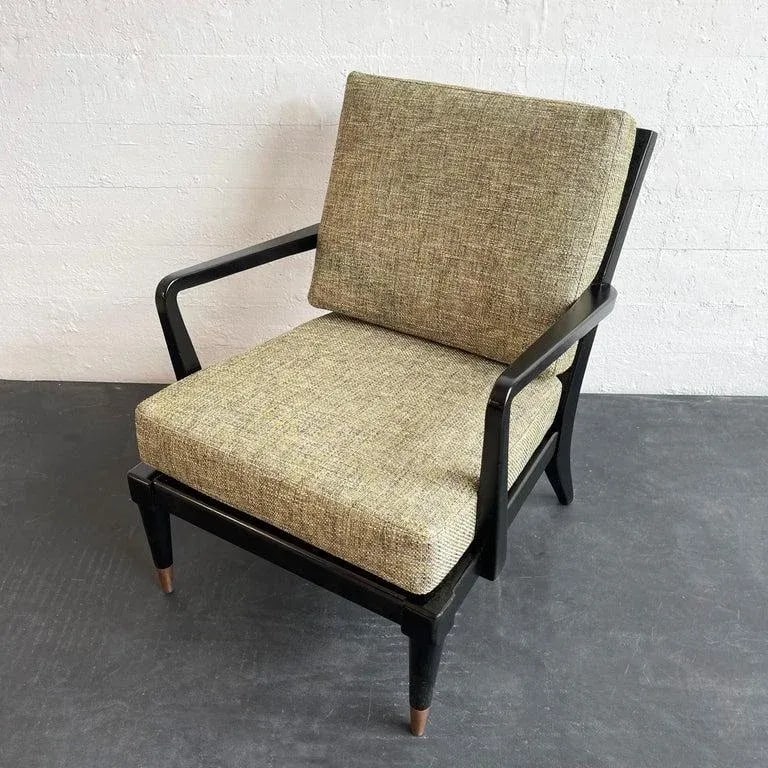1950s Hollywood Regency Lacquered Mahogany Lounge Chair - 9