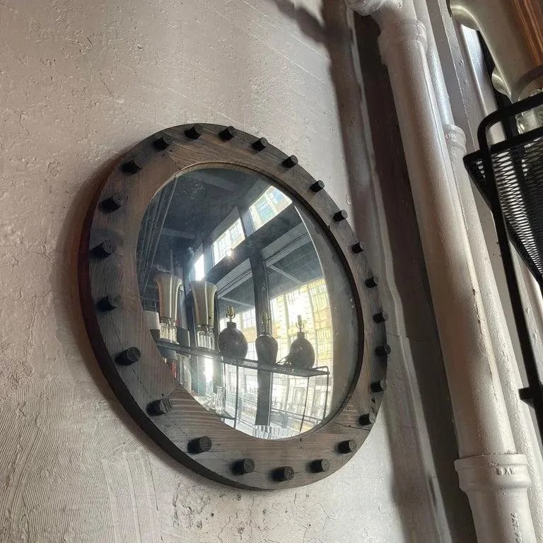 1940s Large Custom Industrial Foundry Mold Convex Mirror - 10