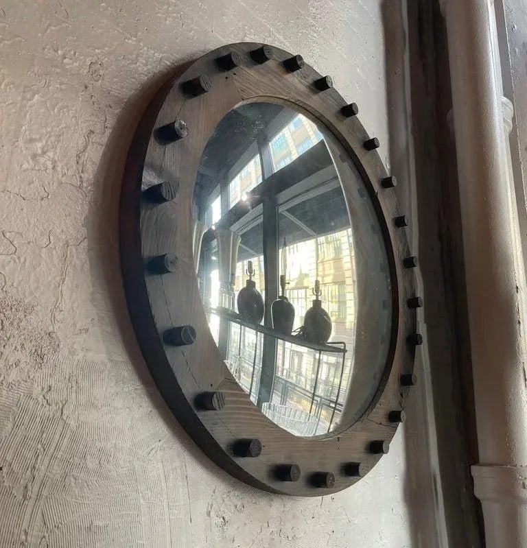 1940s Large Custom Industrial Foundry Mold Convex Mirror - 12