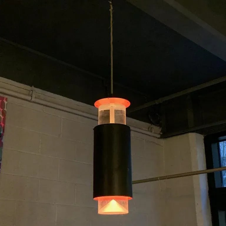 Danish Modern Lucite and Aluminum Cylinder Pendant Light by Simon Henningsen - 2